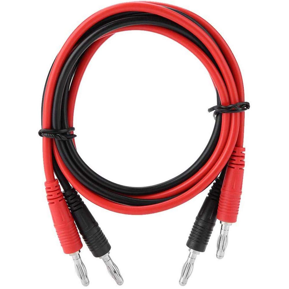 WINGONEER 2Pcs P1041 4mm Banana Plug to Banana Plug Multimeter Test Cable Electronic Test Lead Extension Red Black - +