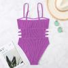 Sexy Ribbed One Piece Swimsuit Solid Swimwear Women 2022 Cut Out Monokini High Cut Swimming Suit For Women Bathing Suits