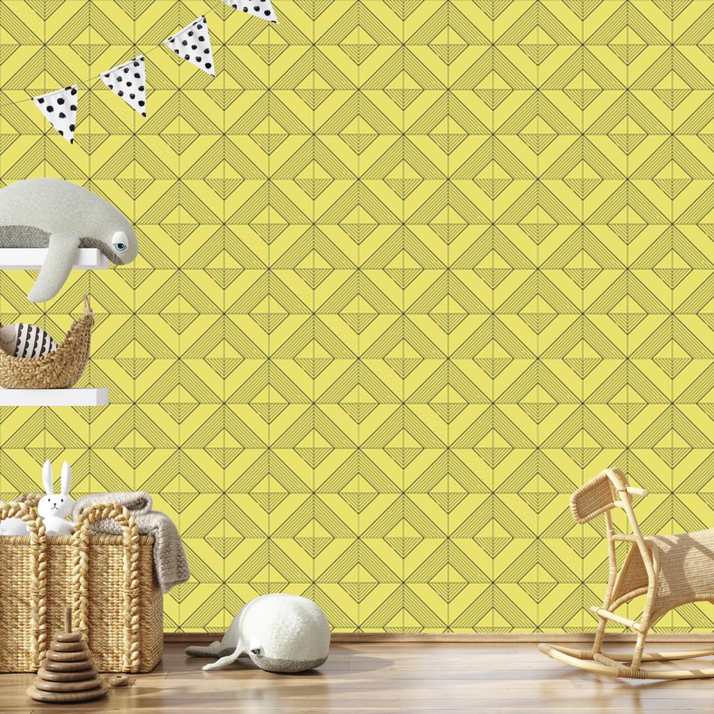 Wallpaper Geometric rhombuses yellow, yellow center 50x1000