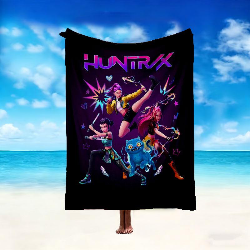 1pc Kpop Demon Hunters Blanket, Cozy Valentine's Day Blanket, Multi-functional Nap Blanket Available Throughout the Four Seasons