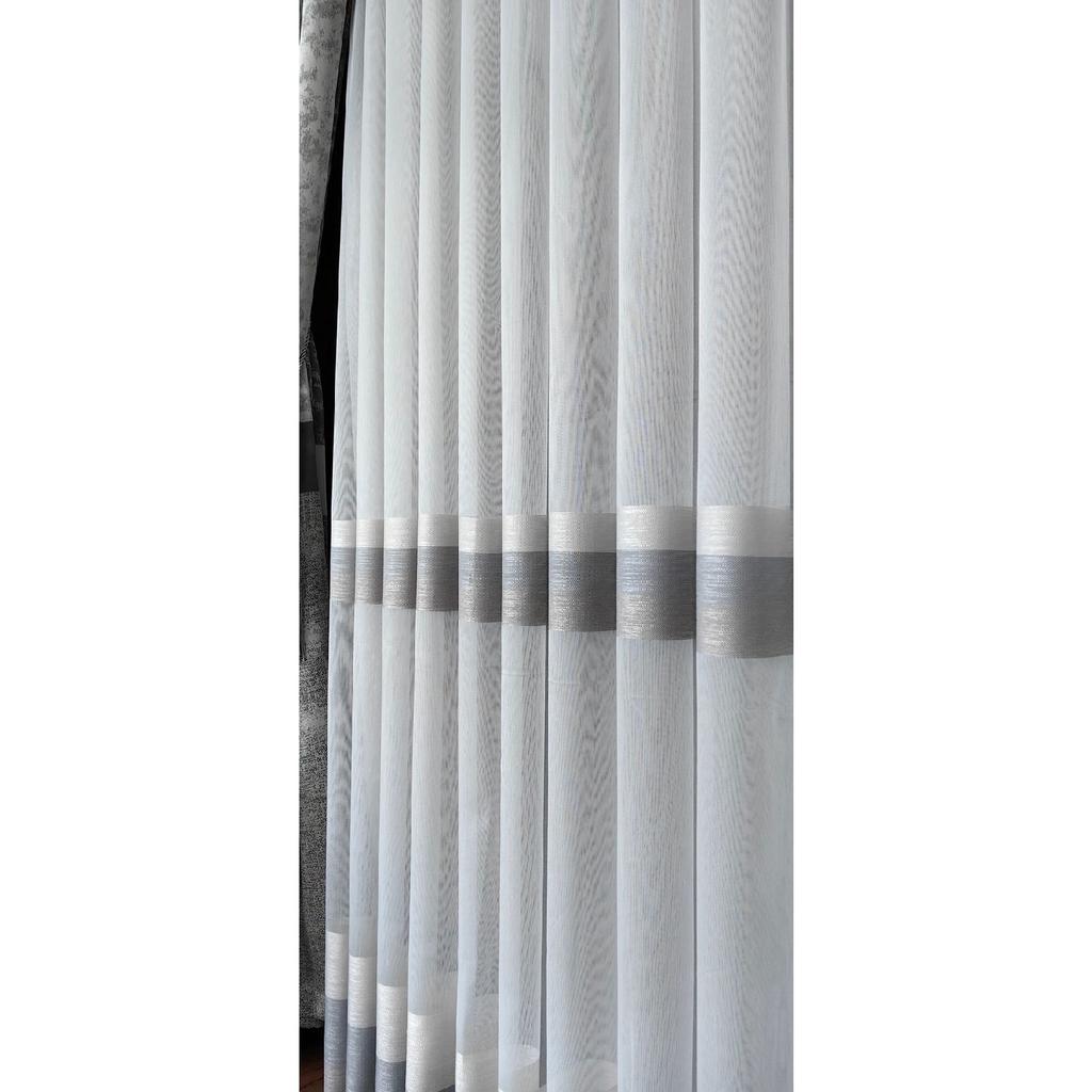 Серый антрацитовый горизонтальный полосатый 1/3 плотная складка тюль экрю занавеска Не мнется Не требует глажки