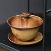 Грубокерамическая крышка-чашка для чая Саньцай, одинарная, с защитой от ожогов, большая, ретро, бытовой керамический набор для кунг-фу чая, чашка для чая не горячая