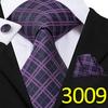 Hi-Tie Plaids&Checks Necktie Handkerchief Cufflinks Set Tartan Necktie for Business Party