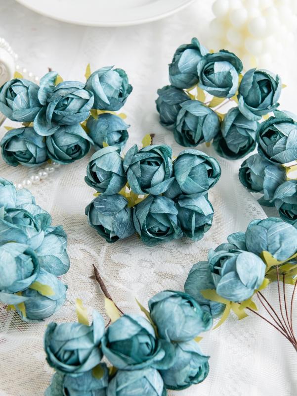 Artificial Flowers Silk Mini Bouquet High Quality Outdoor Garden Wedding Wreath Home Room Table Decora Scrapbook Bridal Diy Gift