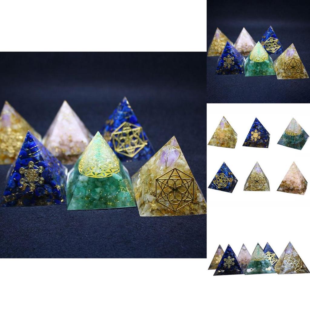 Stunning Orgonite Pyramid Featuring Vibrant Natural Crystal Macadam For Reiki Healing