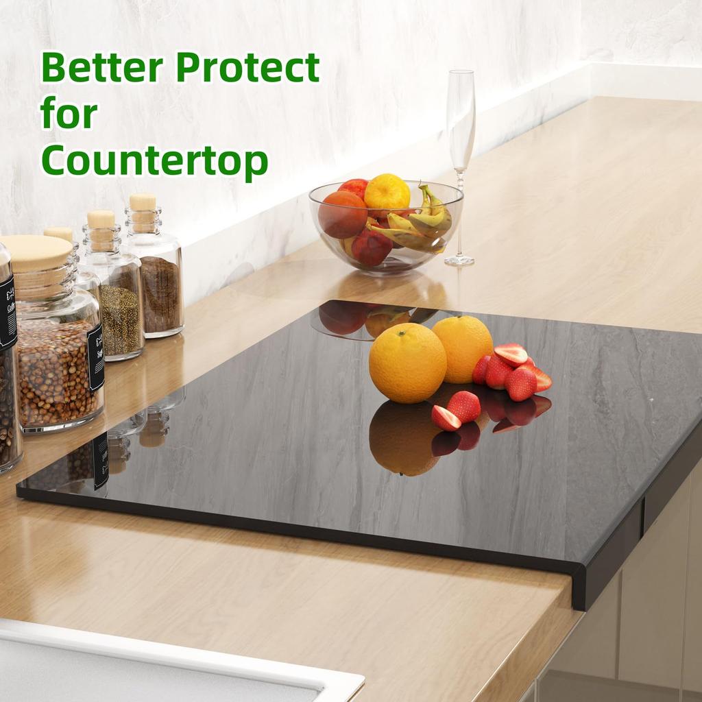 Acrylic Cutting Board with Counter Lip, Clear Cutting Boards for Kitchen Counter, Large Cutting Board Non Slip for Countertop Protector