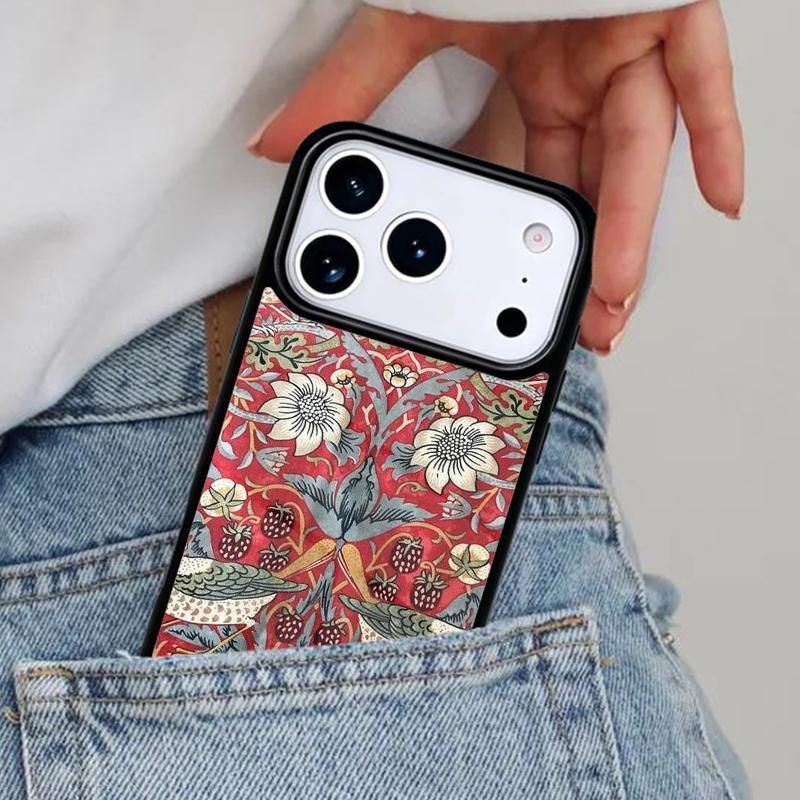 Чехол для телефона William Morris Strawberry Thief для iPhone 17ProMax 12 13 14 15 16e 17 Pro Max Plus Air Cover
