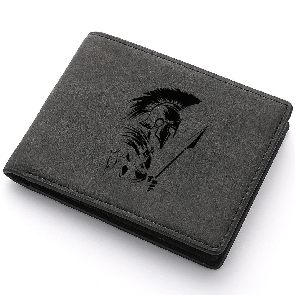 Men's Short Wallet PU Leather Vintage Thin Credit Card Holder Black Compact Wallet