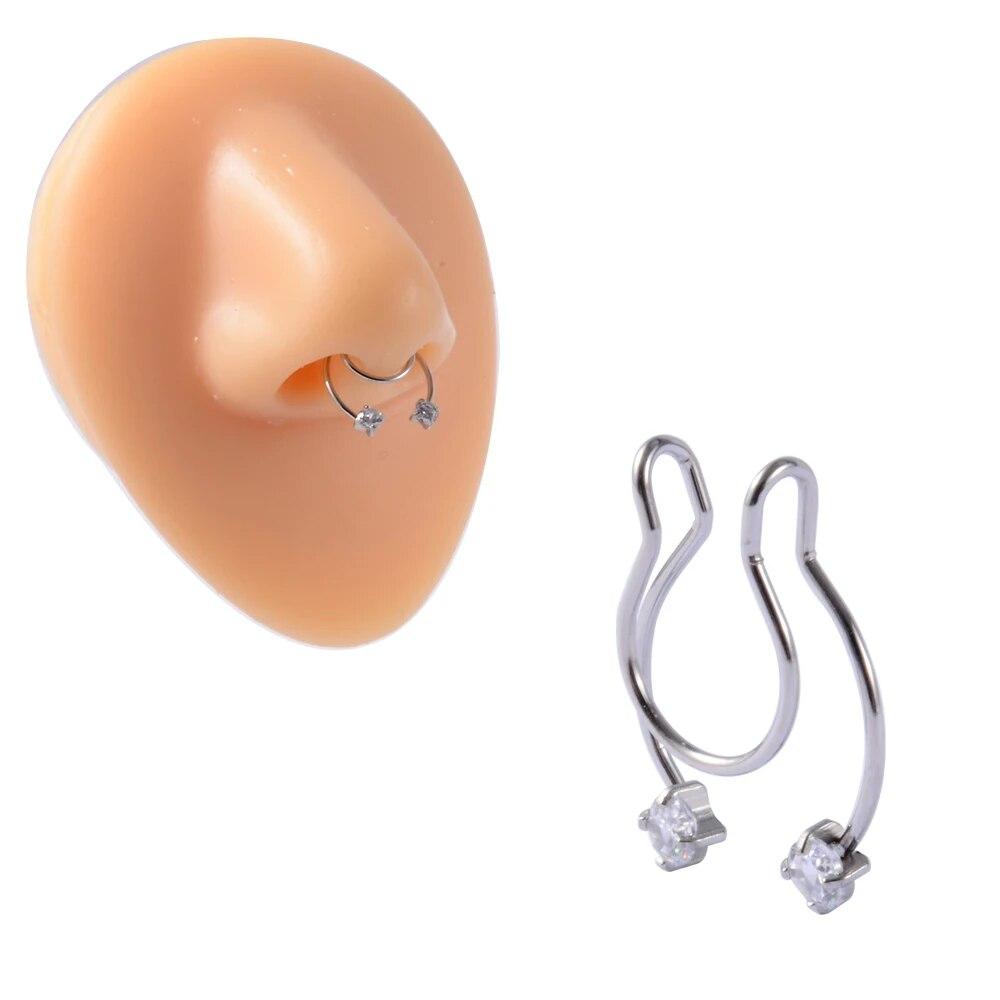 Серьги-клипсы из хирургической стали, 1 шт., серьги-клипсы для ушей, хрящевой раковины, манжеты, регулируемый размер, обруч для носа, непрокалывающее кольцо для губ, поддельные ювелирные изделия