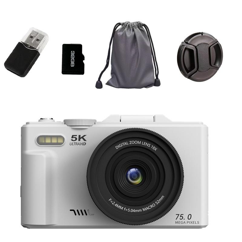 3-inch Flip Screen WiFi Beauty HD Camera, 75MP, 5K Video, 18x Zoom