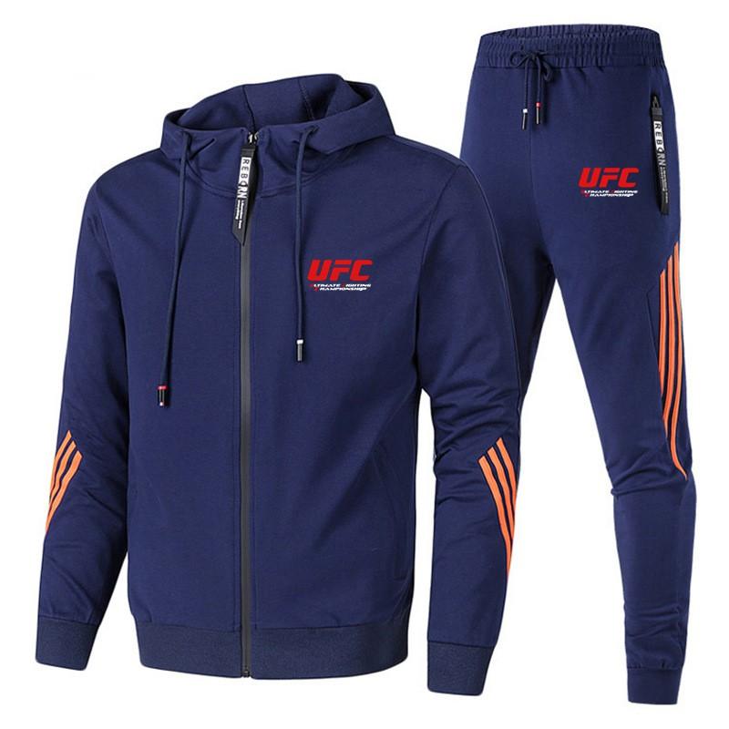 Унисекс спортивный костюм в стиле UFC с молнией, толстовка с длинным рукавом, для спортзала, тренировок, повседневный спортивный костюм