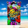 Quick Dry Beach Towel Geometry Dash Pattern, Lightweight Absorbent Towel for Pool Beach Vacation Use