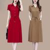 Fashionable Summer Dress for Moms Loose Fit Tie Waist Elegant and Slimming Middle Aged Women