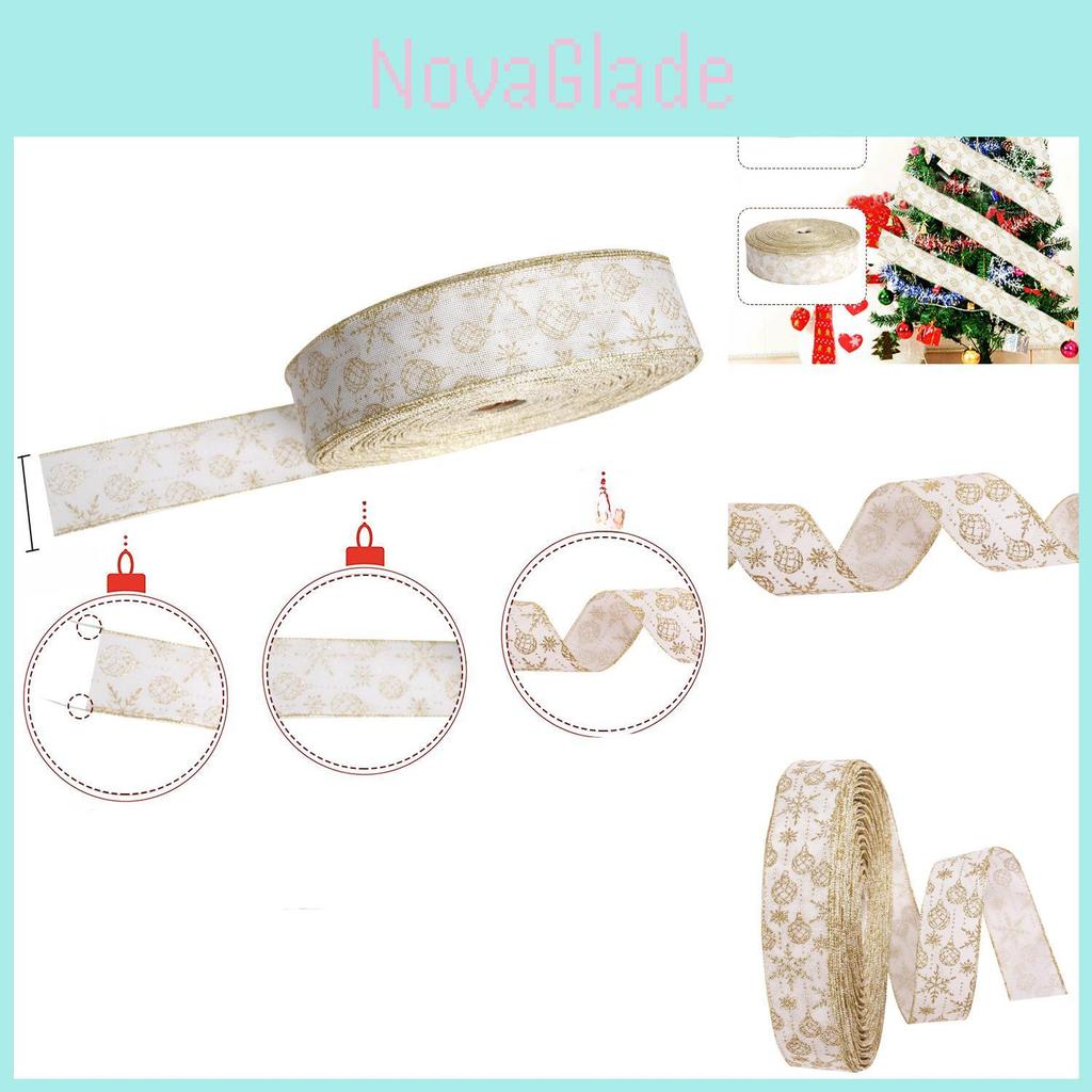 Праздничная рождественская декорация Пудровая лента с принтом для изготовления бантов и рукоделия