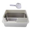 Stainless Steel Litter Pan Splash Proof Large Open Top High Side Litter Pan with Scoop