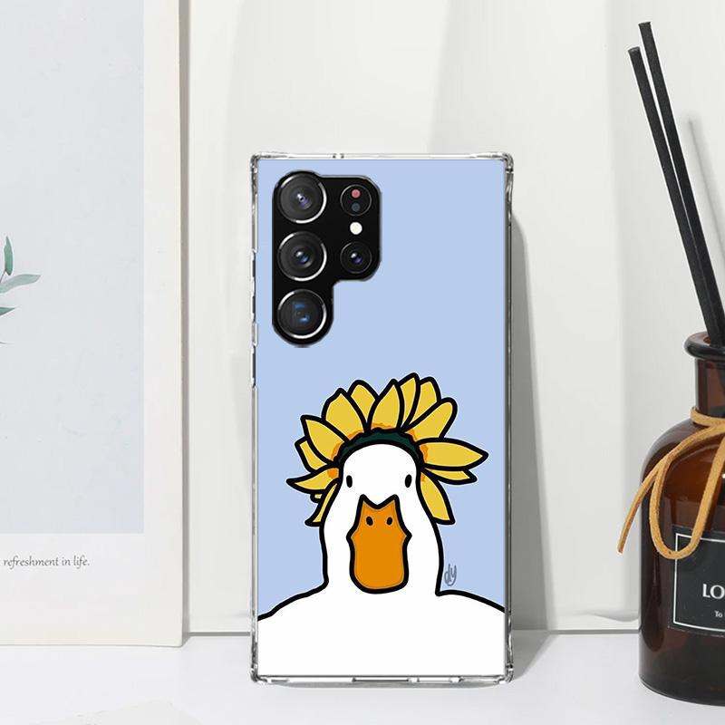 Мультяшный Милый Гусь Игровой Чехол Для Телефона Для Samsung Galaxy S25 S24 S23 S22 Ultra S21 FE S20 Plus S10 + S10E Художественный Fundas Задняя Крышка S24