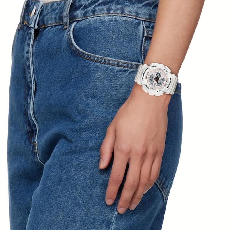 Casio BABY-G Summer Beach Shockproof Waterproof Sport Quartz Resin Strap Japanese and Korean Watch Women's Watch White Dial BA-110CF-7A