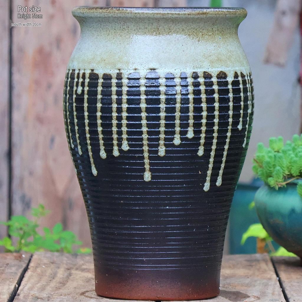 Большой керамический горшок ручной работы для суккулентов и орхидей - Дышащий, Грубозернистый глиняный горшок для бонсай