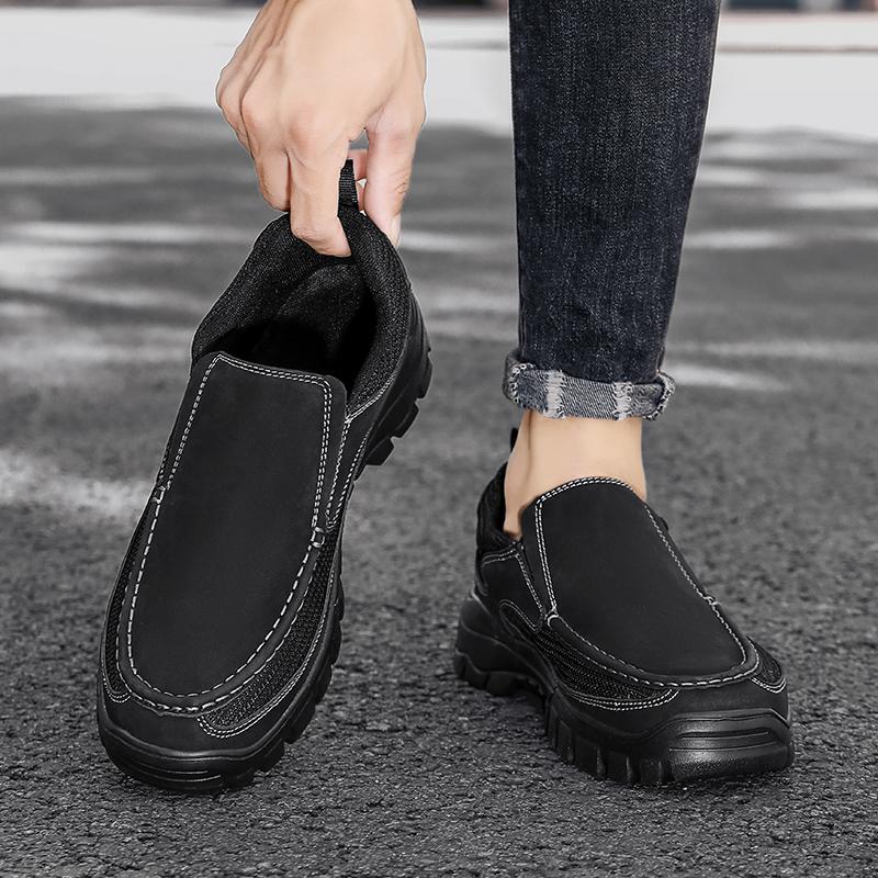 Outdoor Men Sneakers Hanmade Leather Casual Shoes Men Slip On Men Loafers Breathable Lightweight Flats Shoe Hot Sale Platform