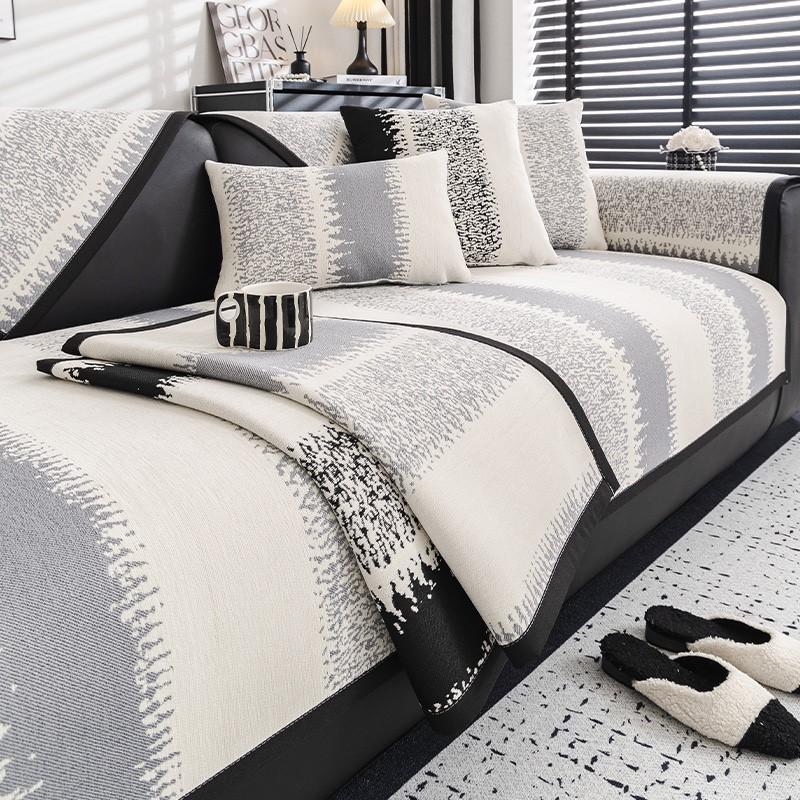 Осенний домашний чехол из шенилловой ткани в полоску Funda Sofa Mat Non-slip Anti-cat Sofa Cushion Couch Sofa Covers Mat