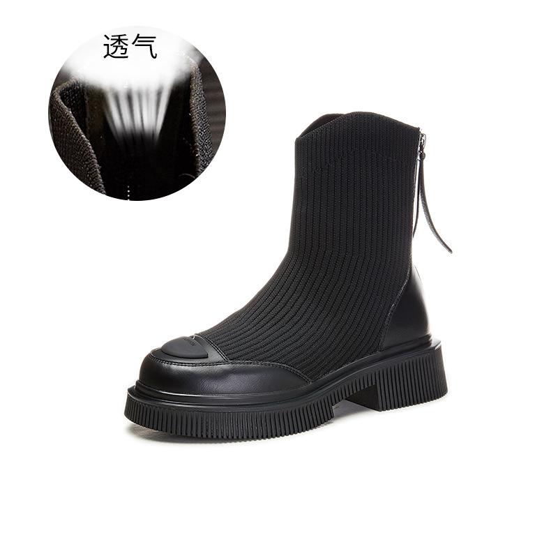 Новые стрейчевые ботинки 2025 осень универсальные ботинки Мартина женские повседневные модные женские ботинки толстый каблук короткие ботинки женские комфортные носки ботинки