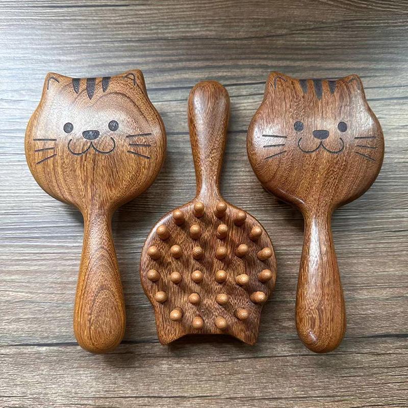 Массажная расческа для кожи головы с рисунком из сандалового дерева, расческа Meridian, зубчатая расческа для волос на голове, массаж тела, скраб для тела, гуаша