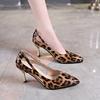 Fashion 2025 Women Kitten Heels Slingbacks Sandals Leopard Genuine Leather Party Spring Summer Shoes Woman Sandals Pumps