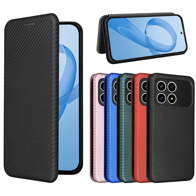 For Flip Xiaomi Poco F8 Pro 5G Card Slot Carbon Fibre Magnetic Skin Leather Cover For Xiaomi Poco F8 Pro Shockproof Phone Case