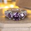 1 шт. серебристый цвет круглой огранки фиолетового камня кольцо полое кольцо узор обручальное кольцо ювелирные изделия на День святого Валентина