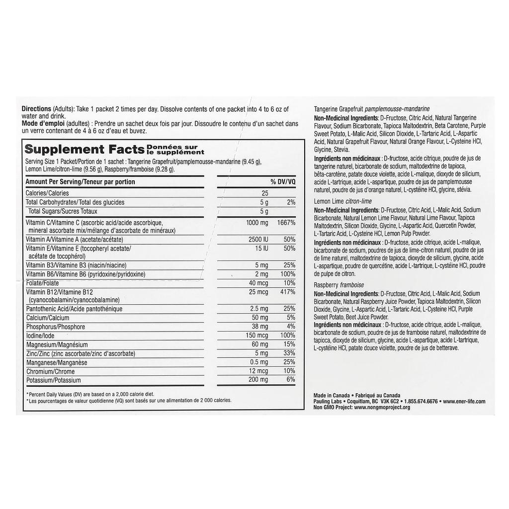 Ener-C, Bubbly Multivitamin Drink Mix, Variety Pack, 1,000Mg, 30 Packets, 282.9G(9.9Oz)