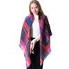 Autumn Winter Colorful Plaid Square Scarf Women's Cashmere Plaid Scarf Shawl
