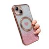 iPhone 15 Pro Магнитный чехол с градиентом в форме сердца и блестками - Мягкий, Защитный для Apple 13/11