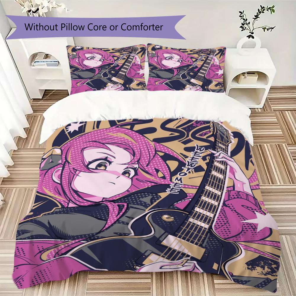 Bocchi the Rock Pattern Bedding,Quilt Set Quilt Cover Pillowcase Home Birthday Gift (1*duvet cover+2*pillowcase,without core)XSJT0917241
