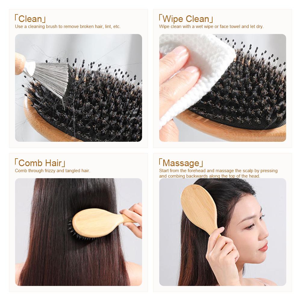 Soft Bristle Air Cushion Bamboo Comb Square Detangling Hair Brush Massage Anti Static Hair Brush Professional Salon Styling Tool