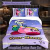 Personalized 3Pcs Bedding SetKirby Custom Text Duvet Cover Pillowcase Set Bedroom Gift