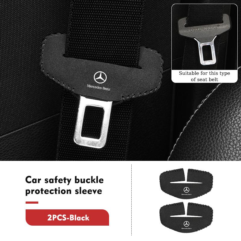 D1-2pcs Car Suede Belt Buckle Protector Anti-Scratch Safety Base For Benz W202 W212 W126 W140 W168 W177 CLS GLE GLC GLS CLA