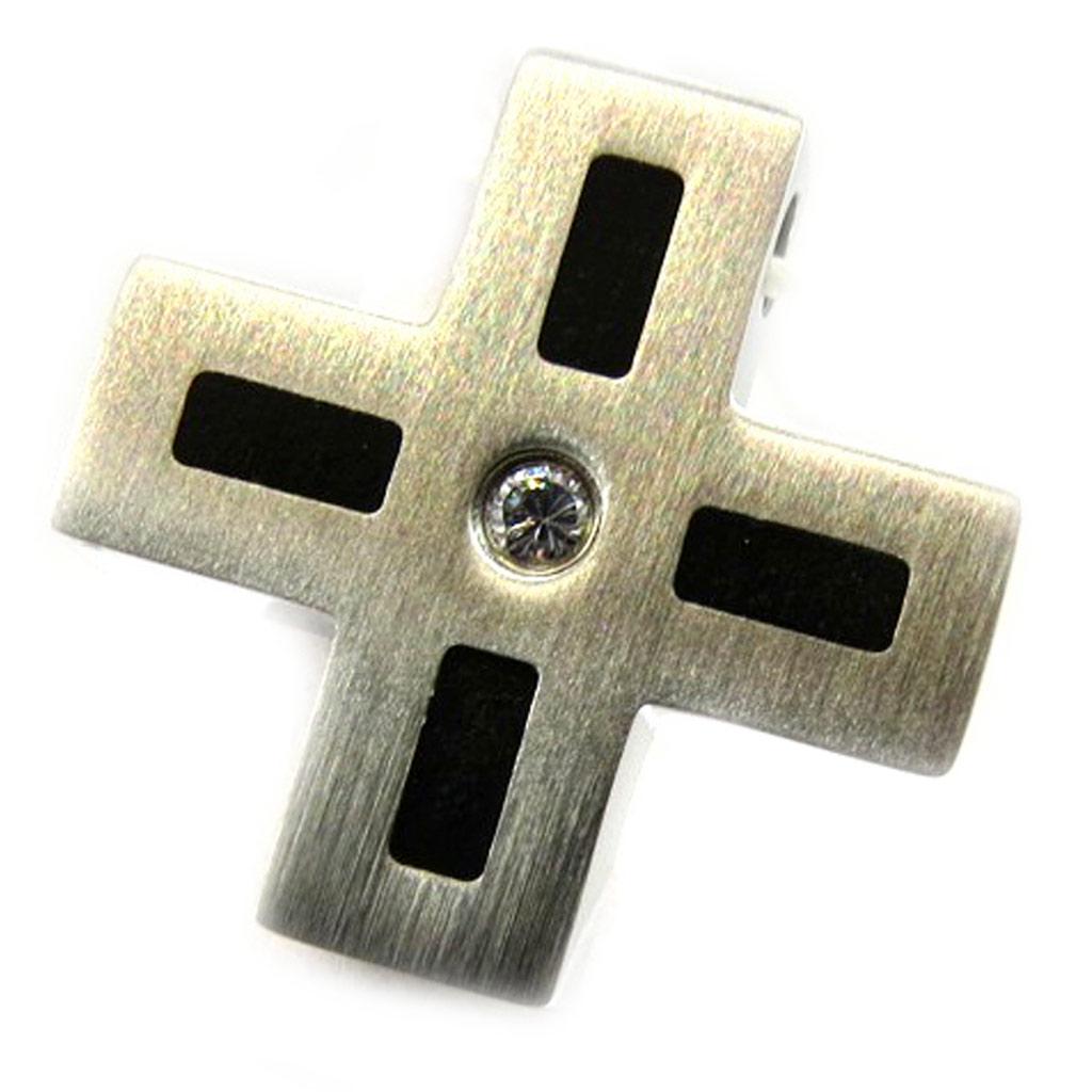 Les Trésors De Lily [E4245] - Men's 'Cross' Pendant White Black
