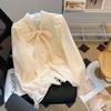 Темпераментная блузка с бантом Модная Не мнущаяся Универсальная С длинным рукавом Роскошный женский топ