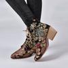 Thick Heel Lace-up Women's Botas Mujer Embroidered Size 35-43 Retro Short Boot Botas Femininas Botines Para Mujeres
