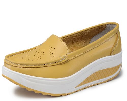 Новые женские туфли на платформе из натуральной кожи, белая женская повседневная обувь на танкетке, качели, обувь для мам, размер 34-41