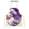 Japanese Style Kitchen Waves Sunrise Print Aprons for Women Linen Pinafore Bibs Household Cleaning Home Cooking Apron
