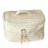 Cosmetic Bag Small Crushed Flower Printed Large Capacity with Durable Handle Cotton Quilted Cosmetic Bag