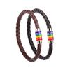 Ручная работа Черно-коричневые кожаные радужные браслеты Для женщин мужчин Мода Любовь Гордость Магнитная застежка Кожаный браслет Парные украшения