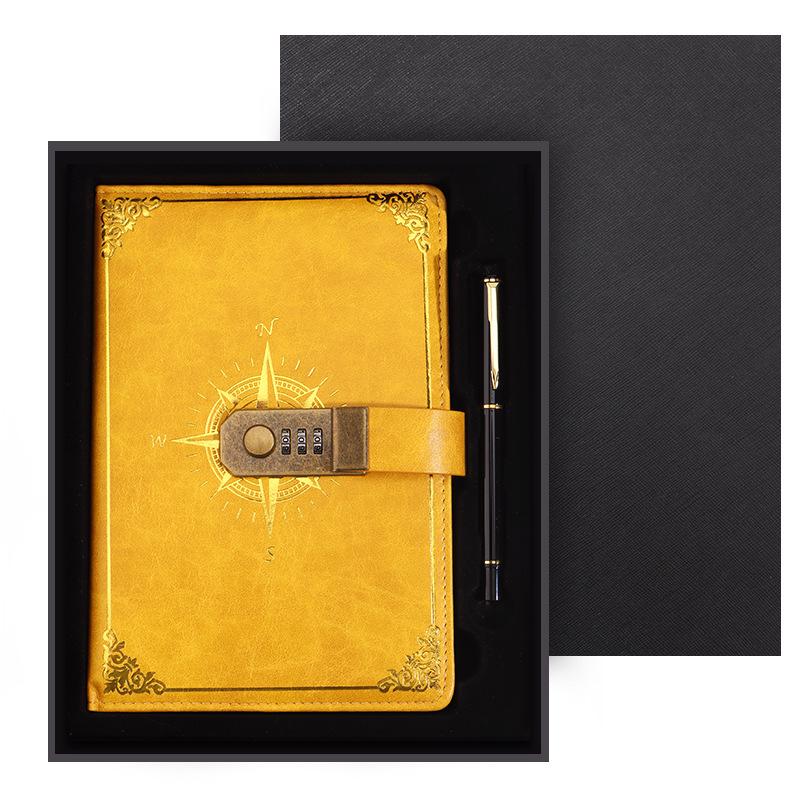 Подарочный набор из ретро-блокнота с паролем формата А5: Ежедневник деловых встреч в офисе с возможностью настраиваемого логотипа.