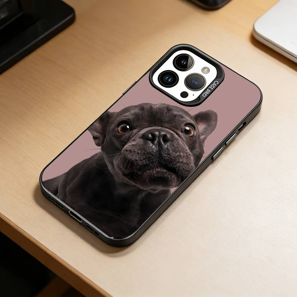 Чехол для телефона с изображением французского бульдога -DG для iPhone 17,16,15,14,13,12,11 Plus,Pro Max,XS, Цветной Посеребренный Внутренний Чехол