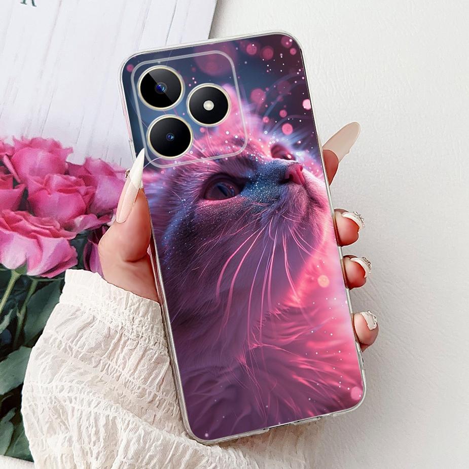 For Realme Note 50 Case RMX3834 Cute Cat Painted Cover Clear Silicone Soft TPU Phone Case For Realme Note 50 Note50 Fundas Coque