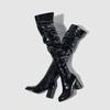 Eilyken Winter Patent Leather Women Over-the-knee Boots Fashion Nightclub  Round Toe Zip Booties Square High Heels Ladies Shoes