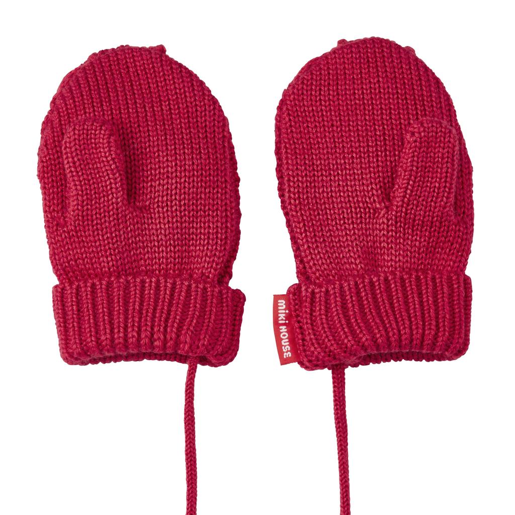 MIKI HOUSE Knitted Mittens with Bear Solid Cable Made in for Boys and Size Drawstring, Design, Color, Knit, Japan, Girls, Baby, Kids, Children's