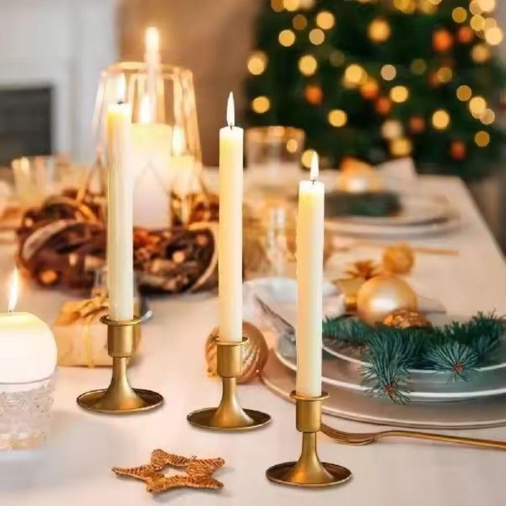 Iron Taper Candle Stand Retro Vintage Candlestick Holder Gold Taper Candle Stick Home Decoration