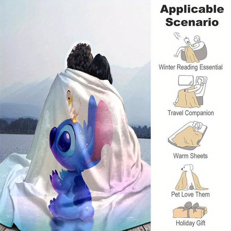 1pc Lilo and Stitch Printing Flannel Blanket Ideal for Travel Sofa Beds and Home Decor Ideal Birthday or Holiday Gift Available for All Seas